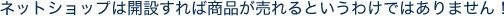 ネットショップは開設すれば商品が売れるというわけではありません！